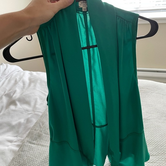 Aritzia silk green wrap tie blouse - Picture 2 of 2